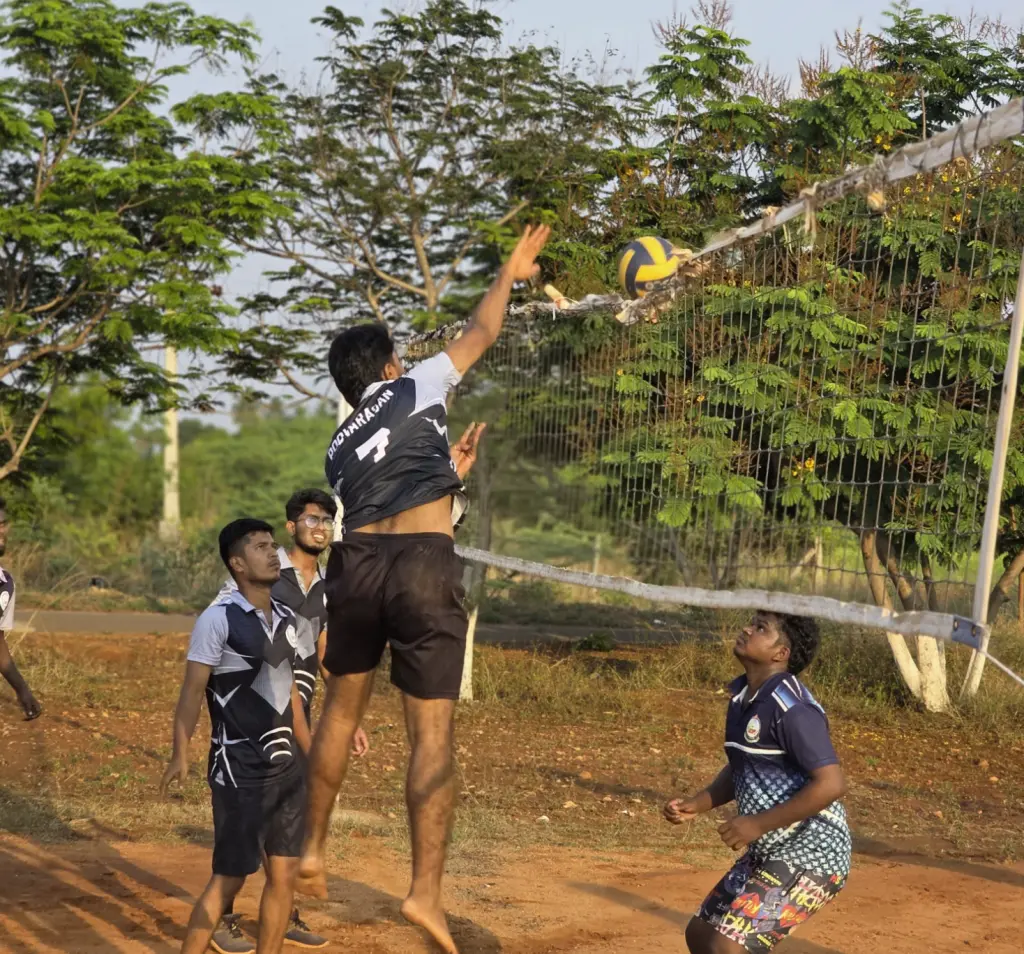 Students playing sports in the rain